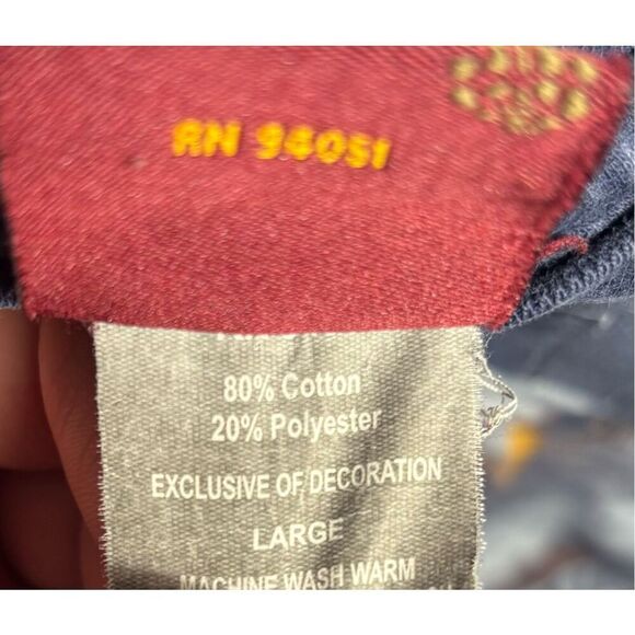 Vintage 90s Master On The Hunt Bald Eagle Nature Outdoors Navy Crewneck Mens L - Picture 7 of 9